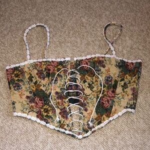 Floral Lace-Up Tank